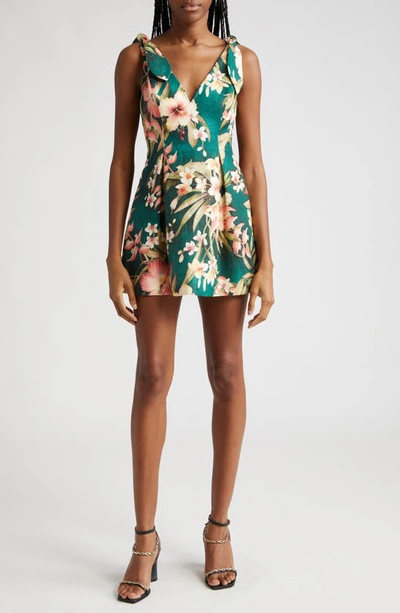 ZIMMERMANN LEXI TROPICAL FLORAL LINEN MINIDRESS