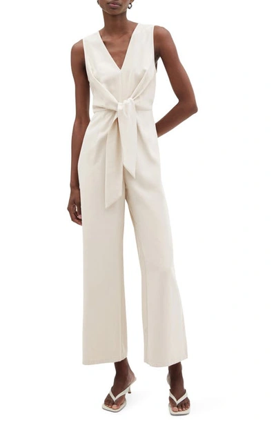 Mango Bow Long Jumpsuit Ecru ModeSens