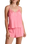 Midnight Bakery Women's Elise Satin Cami-tap 2 Piece Lingerie Set In Pink