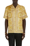 Versace Barocco-print Silk Shirt In Yellow