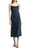 Sachin & Babi Serena Cowl Neck Satin Slipdress In Navy