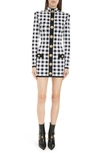 Balmain Checked Button-embellished Knitted Mini Dress In Black