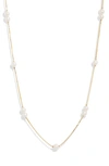 POPPY FINCH POPPY FINCH CULTURED PEARL STATION NECKLACE