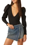 Free People X Intimately Fp Va Va Voop Bodysuit In Black