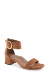 Aerosoles Eliza Square Toe Sandal In Tan Suede