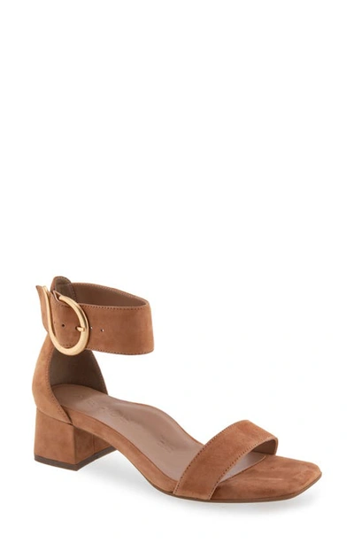 Aerosoles Eliza Square Toe Sandal In Tan Suede