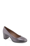 Aerosoles Ebel Dress-pump-mid Heel In Gunmetal Metallic Leather