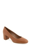 Aerosoles Ebel Dress-pump-mid Heel In Tan Leather