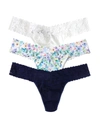 HANKY PANKY 3 PACK SUPIMA COTTON LOW RISE THONGS WITH CONTRAST TRIM