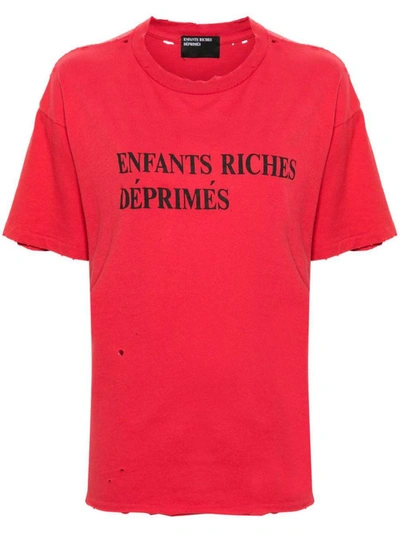 Enfants Riches Deprimes Classic Logo T-shirt In Faded Scarlet And Black