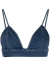 Agolde Triangle-cup Denim Crop Top In Phs Phase