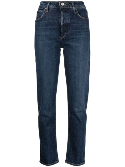 Agolde Riley Cropped-jeans In Blue
