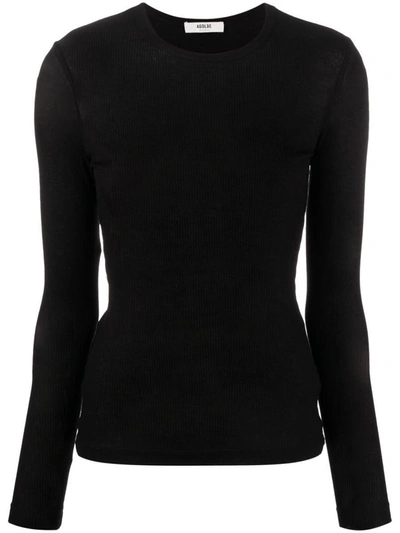 Agolde Shona Crew-neck Long-sleeved T-shirt In Black