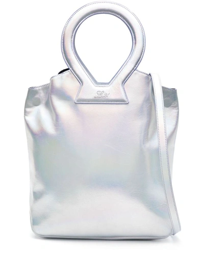 Luar Brooke Iridescent Faux-leather Top-handle Bag In Silver Iridescente