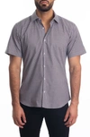 Jared Lang Short Sleeve Button-up Shirt In White N Red