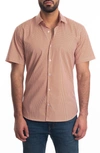 Jared Lang Trim Fit Short Sleeve Cotton Button-up Shirt In White - Orange