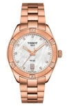 Tissot T-classic Pr100 Bracelet Watch, 36mm In Rosegld/wht Mop/rosegld