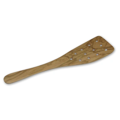 Berard Handcrafted Olive Wood 12 Inch Curved Slotted Spatula In Brown
