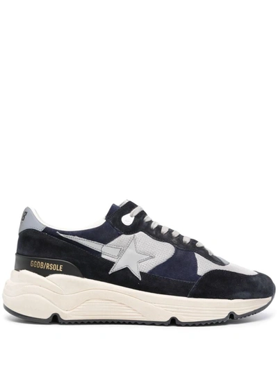Golden Goose Running Sole Sneakers Shoes In Silver Blue Grey