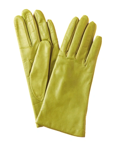 Portolano Cashmere-lined Leather Gloves In Green