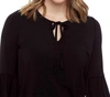 UP BAMBOO KNIT LONG SLEEVE TIE NECK TOP IN BLACK
