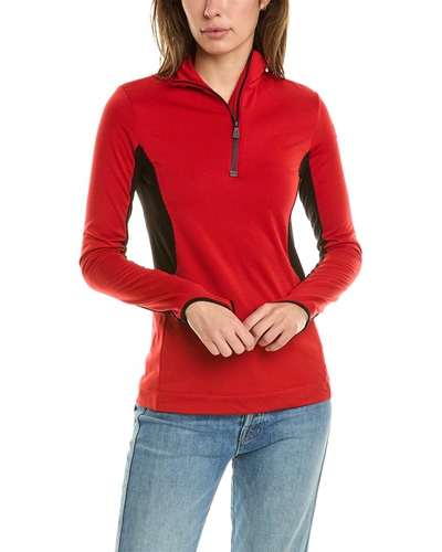 Moncler Colourblock Quarter-zip Sweatshirt In Red