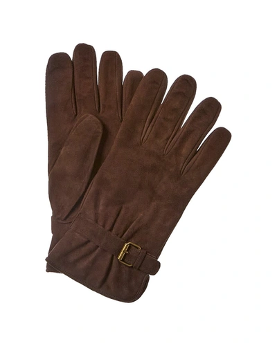 Portolano Belt Buckle Wool-lined Suede Gloves In Brown