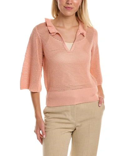 Joie Friedell Open-knit Cotton Sweater In Pink