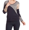 Angel Apparel Color Block V-neck Sweater In Navymulti In Multi