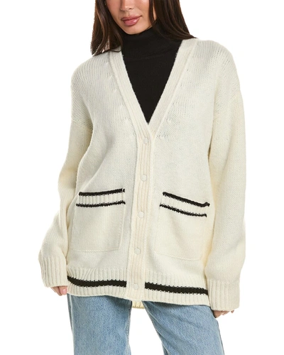 Moncler Logo-appliquéd Wool-blend Cardigan In White