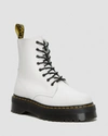 DR. MARTENS' JADON BOOT SMOOTH LEATHER PLATFORMS IN WHITE POLISHED SMOOTH