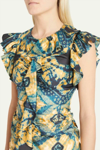 Ulla Johnson Vida Washed Silk Poplin Ruffle Top In Blue