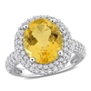 Mimi & Max 5 5/8ct Tgw Oval-cut Citrine And White Topaz Double Halo Ring In Sterling Silver In Yellow