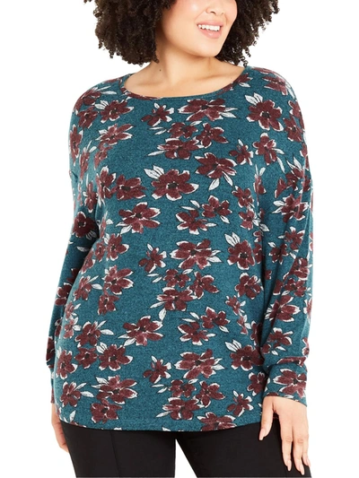 Evans Plus Womens Soft Floral Print Pullover Top In Multi
