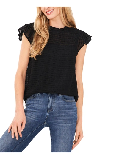 Cece Womens Smocked Layered Blouse In Black