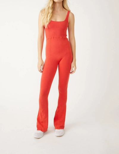 Free People Rich Soul Flared Onesie In Red