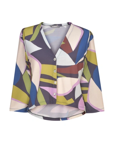 Alembika Olivia Crop Cardigan Jacket In Abstract In Multi