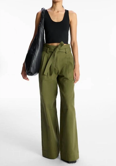 A.l.c Emily Wide-leg Paperbag Pants In Green