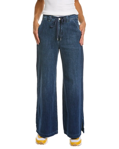 Hudson Jeans Drawstring Linen-blend Wide Leg Trouser In Blue