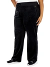 Calvin Klein Plus Whitney Womens Velvet Mid Rise Wide Leg Pants In Black