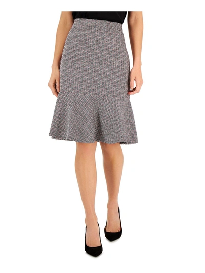 Kasper Womens Tweed Metallic A-line Skirt In Grey