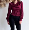 ASTR LILITH COWL NECK BLOUSE IN MAGENTA