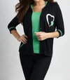 Angel Apparel Double Heart Hooded Cardigan In Blackgreen In Multi