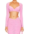 NORMA KAMALI CROPPED SWEETHEART TOP IN CANDY PINK