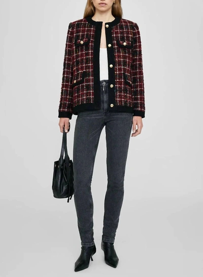 Anine Bing Cherry Plaid Lydia Jacket In Red