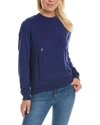 Hudson Jeans Pleated Twist Back Cashmere-blend Sweater In Blue