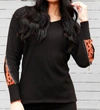 Angel Apparel Cheetah V-neck Sweater With Zip Sleeves In Black/rust In Multi