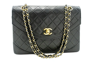 Pre-owned Chanel Half Moon Leather Shoulder Bag () In Black