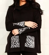 Angel Apparel Animal Print Pocket Poncho In Black/white In Multi