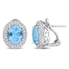 MIMI & MAX 8 5/8CT TGW OVAL-CUT SKY BLUE AND WHITE TOPAZ DOUBLE HALO LEVERBACK EARRINGS IN STERLING SILVER